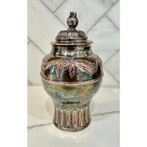 Antique Silverplate Lidded Jar Victorian Art Nouveau Urn Tobacco Ginger c 1900